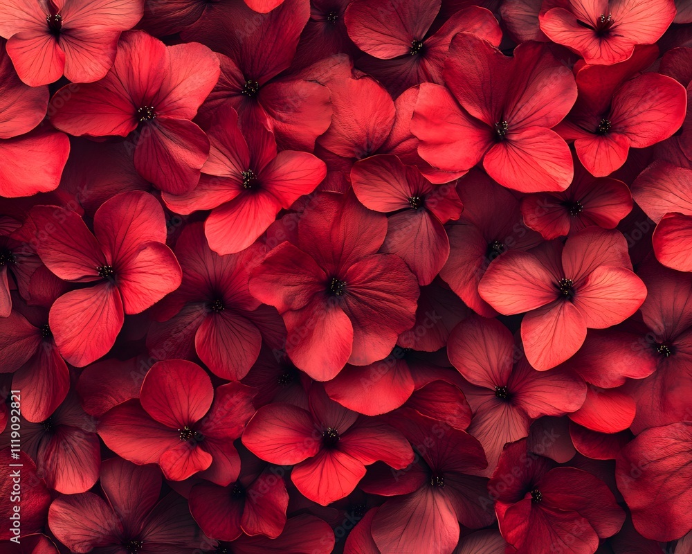 Poster a vibrant array of red flowers creating a rich, textured background.