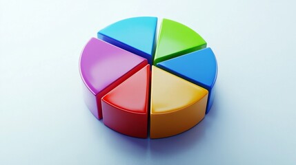 Fototapeta premium Colorful Pie Chart Segments on a Smooth Surface Background