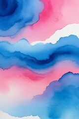 there is a painting of a blue and pink cloud with a red sky