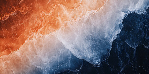 Obraz premium Ocean's Embrace: Warm and Cool Hues of Coastal Waves 