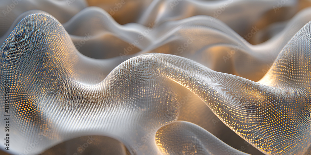 Poster abstract gold mesh: a mesmerizing digital art piece featuring a golden mesh texture, flowing and und