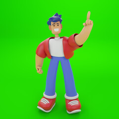 Young adult man wearing casual urban clothes smiling and pointing up