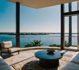 Fototapeta premium Exclusive Luxury Waterfront Rental: Breathtaking Views from a Dream Home