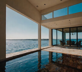 Fototapeta premium Exclusive Luxury Waterfront Rental: Breathtaking Views from a Dream Home