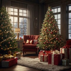 Christmas house in the mountains