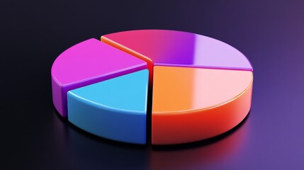 Obraz premium Colorful Pie Chart on Dark Background for Data Visualization