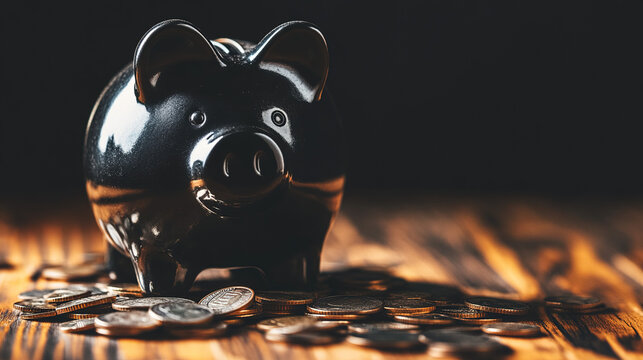 Broken piggy bank with coins scattered around, symbolizing financial struggle and the need for careful budgeting and saving.