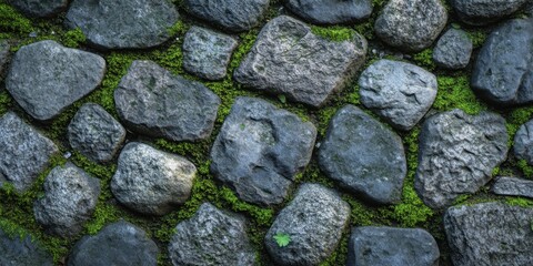 Obraz premium Moss-covered rock texture detailed close-up perfect c