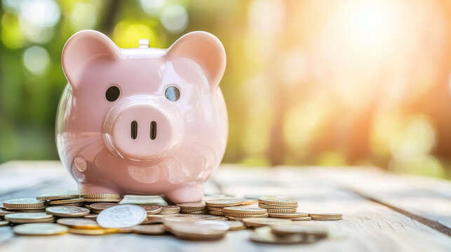 Broken piggy bank with coins scattered around, symbolizing financial struggle and the need for careful budgeting and saving.