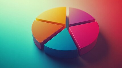 Obraz premium Vibrant Abstract Pie Chart Segmenting Data into Colorful Sections