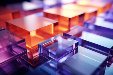 Awesome Futuristic Abstract Pattern of Interlocking Red and Blue Glass Blocks