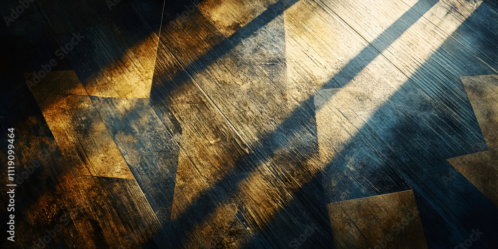 Poster sunbeams on wood: a mesmerizing interplay of light and shadow illuminates a rustic wooden floor, cre