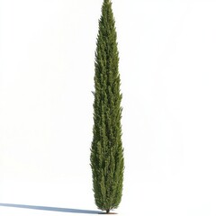 Tall Italian Cypress Tree Isolated on White Background