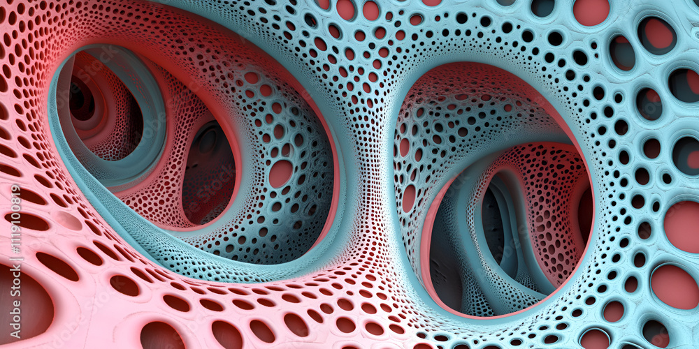 Poster abstract 3d structure: an abstract 3d rendering of a complex and intricate structure with a mesmeriz