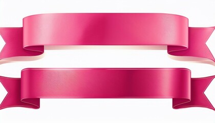 set pink Ribbon Banner on isolated white background. 