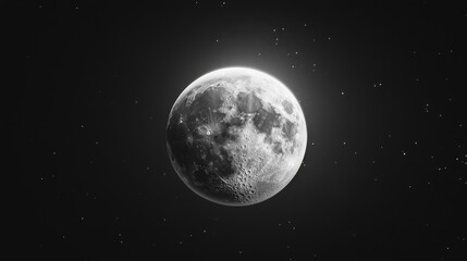 Obraz premium 3D render of a glowing white moon against a black background.