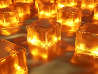 Luminous Amber Cubes: A Dance of Warmth and Light