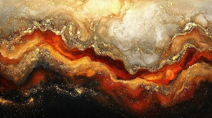 Fototapeta premium Abstract Earthy Artwork with Warm Tones Organic Textures in Beige Orange and Gold