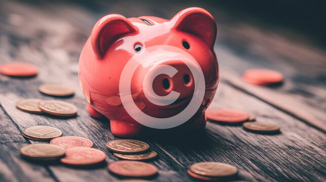 Broken piggy bank with coins scattered around, symbolizing financial struggle and the need for careful budgeting and saving.