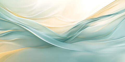 Obraz premium Serene Drape: Abstract image of flowing teal and beige fabric, creating soft, elegant waves and a calming atmosphere. Perfect for design projects needing a touch of sophistication and tranquility. 