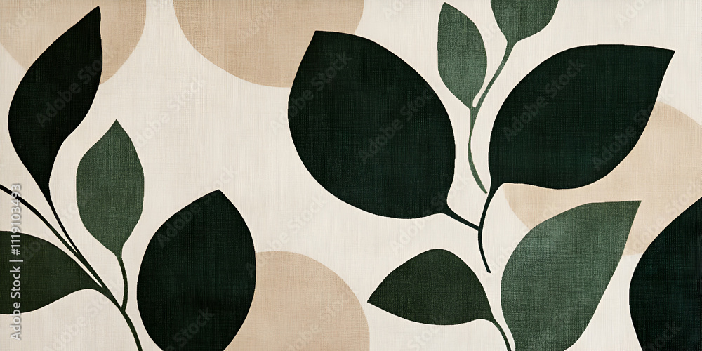 Poster abstract greenery: minimalist botanical pattern with overlapping foliage in earthy tones. a modern, 