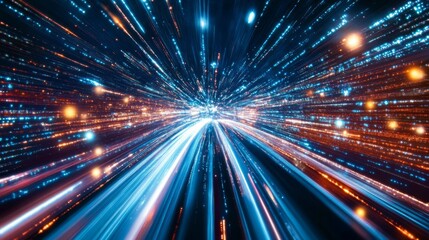 Vibrant Light Trails Creating a Sense of Motion in Digital Space