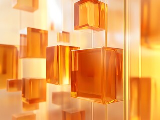 Luminous Amber Cubes: A Dance of Warmth and Light