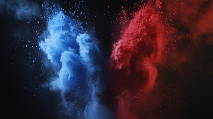 Colorful Smoke Clouds in Red and Blue Against Dark Background