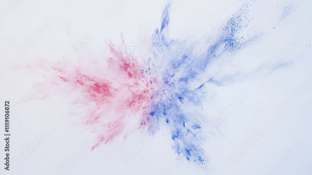Aufkleber abstract color explosion in red and blue against white background