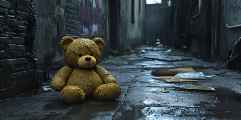 Lost Teddy in the Alleyway 