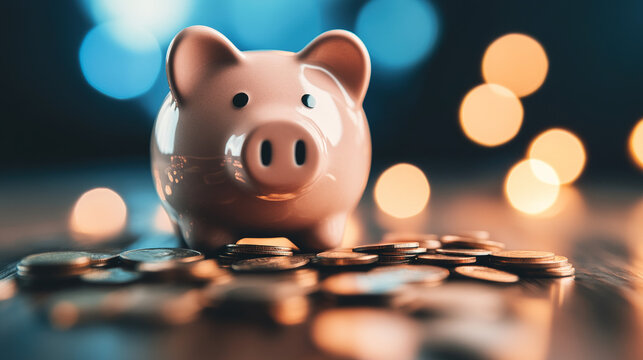 Broken piggy bank with coins scattered around, symbolizing financial struggle and the need for careful budgeting and saving.