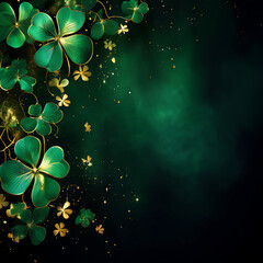  an abstract of emerald
and gold shimmer with glittering magic 
adorned with delicate shamrocks