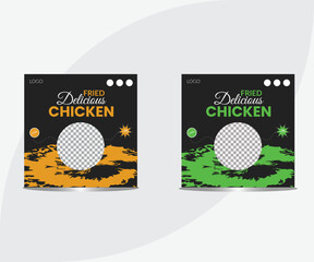 Special chicken social media post design. Restaurant food menu web banner set for online business promotion. fried chicken poster design. Special chicken social media post design. Restaurant food menu