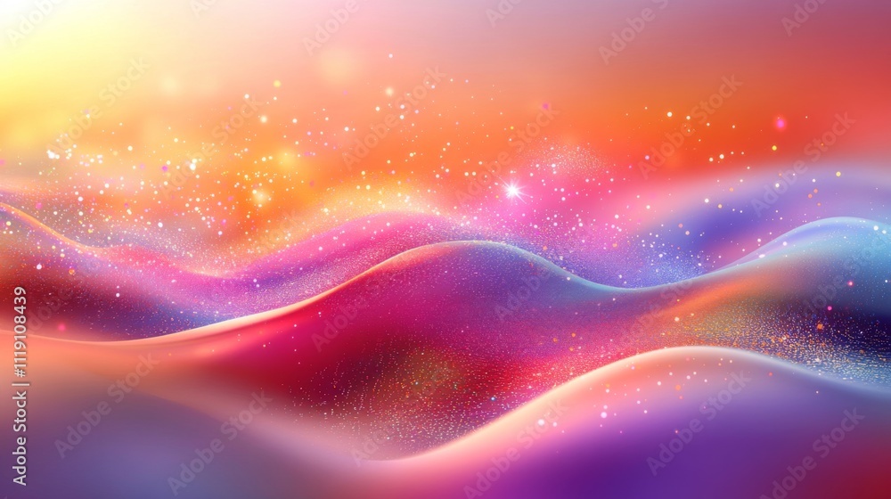 Leinwandbilder colorful abstract waves with sparkles and soft gradient background