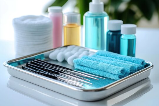 Medical Equipment for Wound Care Dressing Set Sterile Supplies for Nurses First Aid Treatment including Bandage Forceps Cotton Swabs and Alcohol
