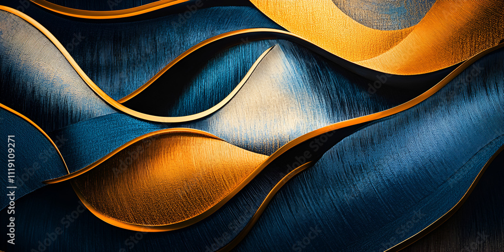 Poster abstract metal waves: a mesmerizing abstract composition of swirling metallic waves in vibrant shade