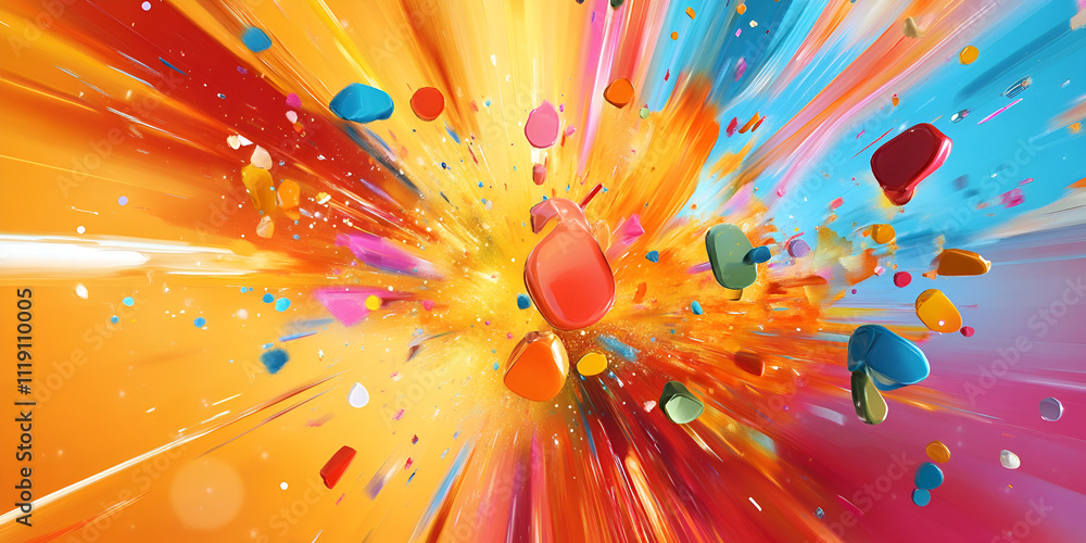 Aufkleber abstract explosion of color: a vibrant explosion of color and light creates a dynamic and energetic 