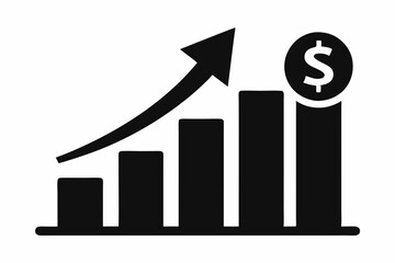 Black Silhouette Icon Revenue Growth Vector