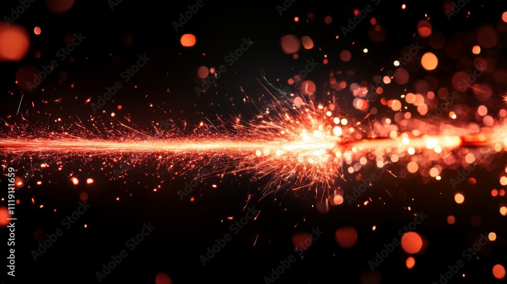 Aufkleber sparks and particles in motion against a dark background