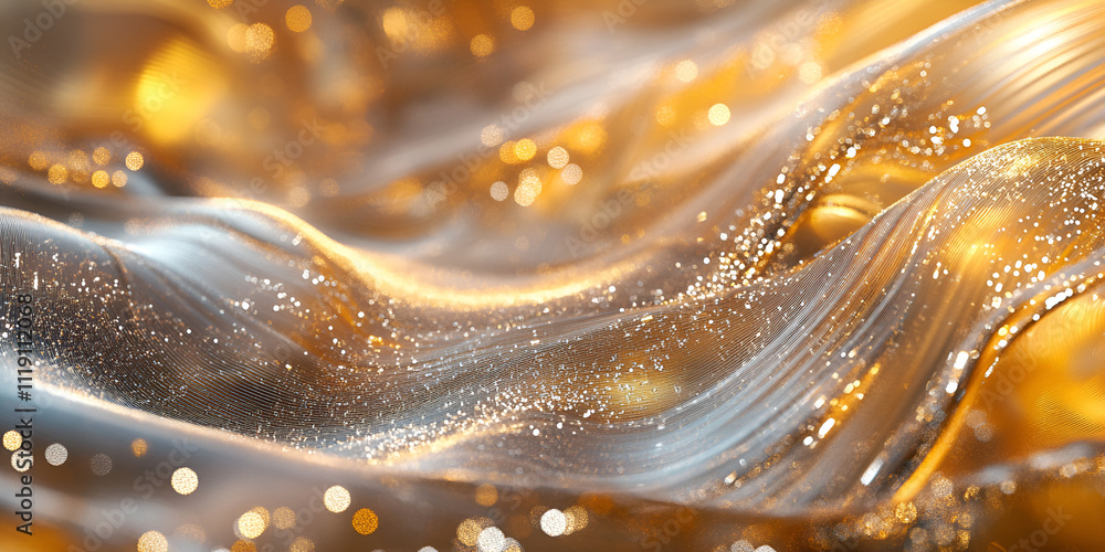 Poster golden abstract: a captivating abstract background with flowing, shimmering waves and warm, golden l
