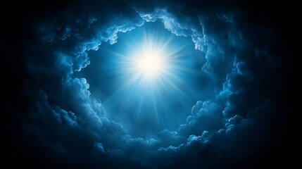 Heavenly Light Shining Through Dark Clouds  Dramatic Sky Background