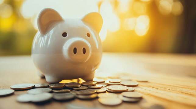 Broken piggy bank with coins scattered around, symbolizing financial struggle and the need for careful budgeting and saving.