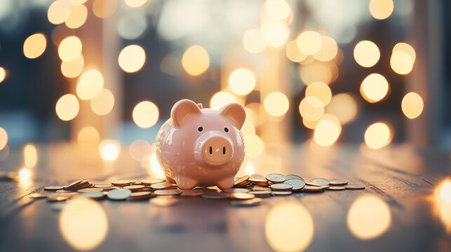 Broken piggy bank with coins scattered around, symbolizing financial struggle and the need for careful budgeting and saving.