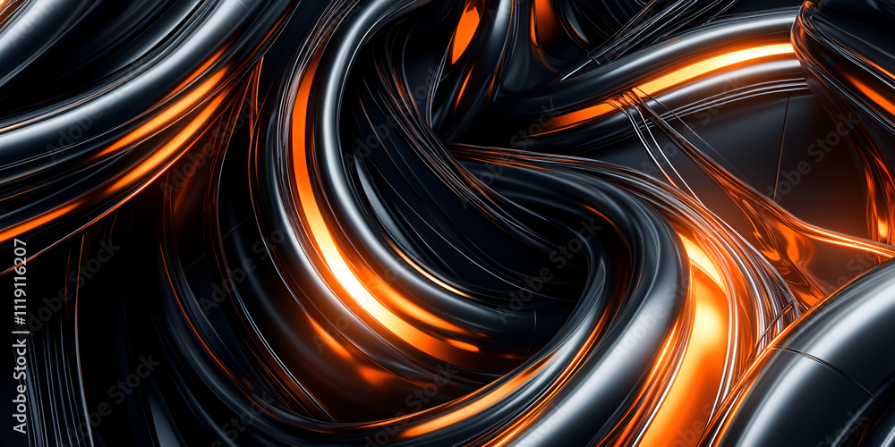 Poster abstract digital flow: a mesmerizing abstract image featuring a chaotic yet harmonious flow of metal