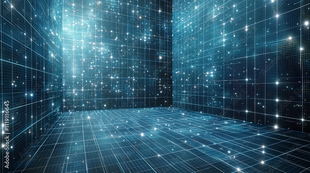 Aufkleber futuristic abstract grid background digital room network technology data cyberspace