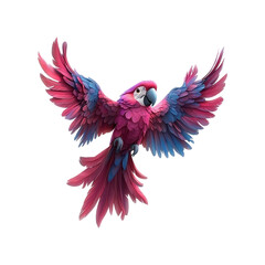 Fototapeta premium Vibrant Scarlet Macaw in Flight A Digital Painting of a Tropical Bird