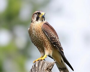 An eagle perched with a sharp gaze