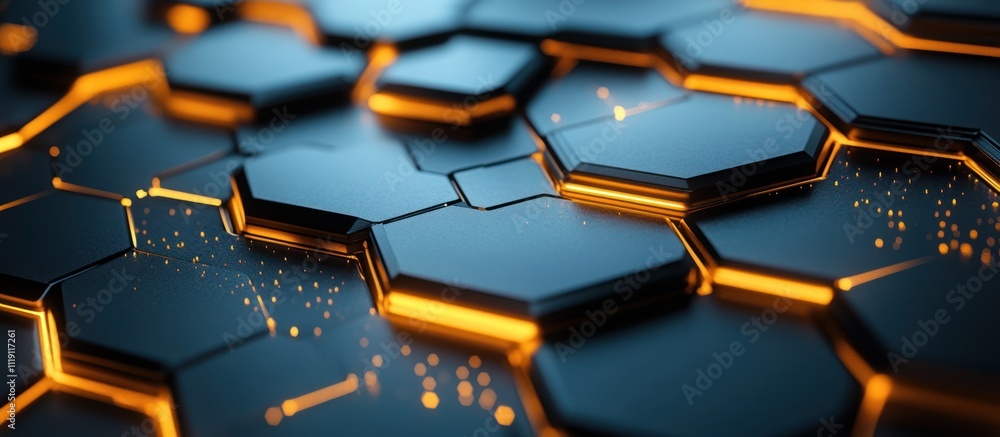 Poster Abstract background of glowing hexagonal pattern.