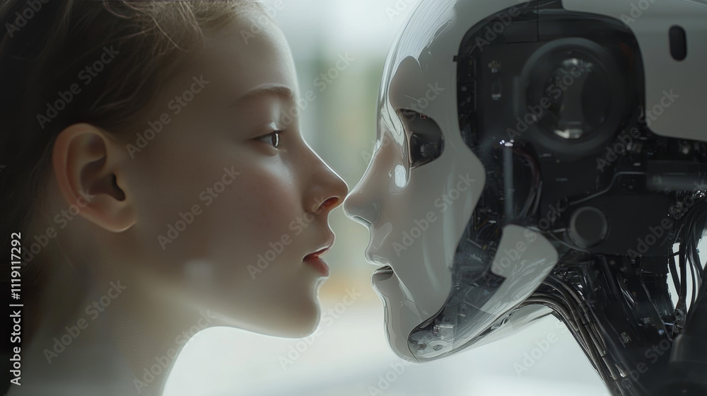 Poster artificial intelligence and imagine how it works with icons of people, data science, and machine lea