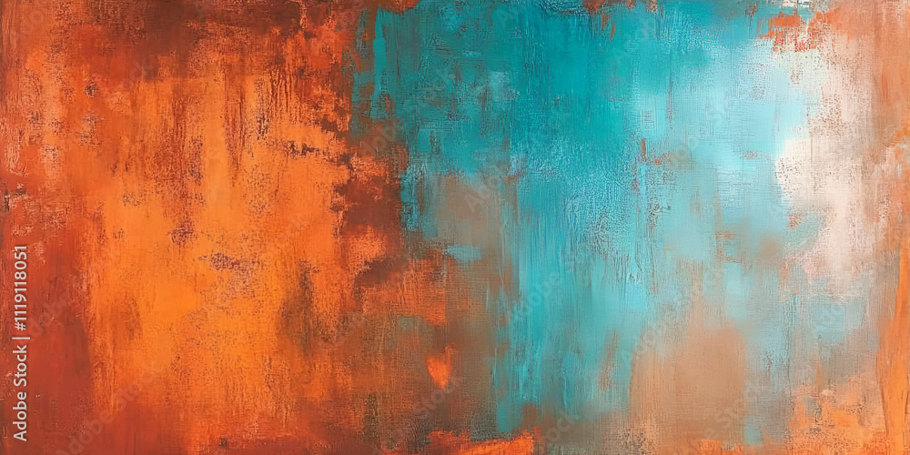 Poster rustic copper and teal abstract texture: a captivating blend of warm copper and cool teal hues creat